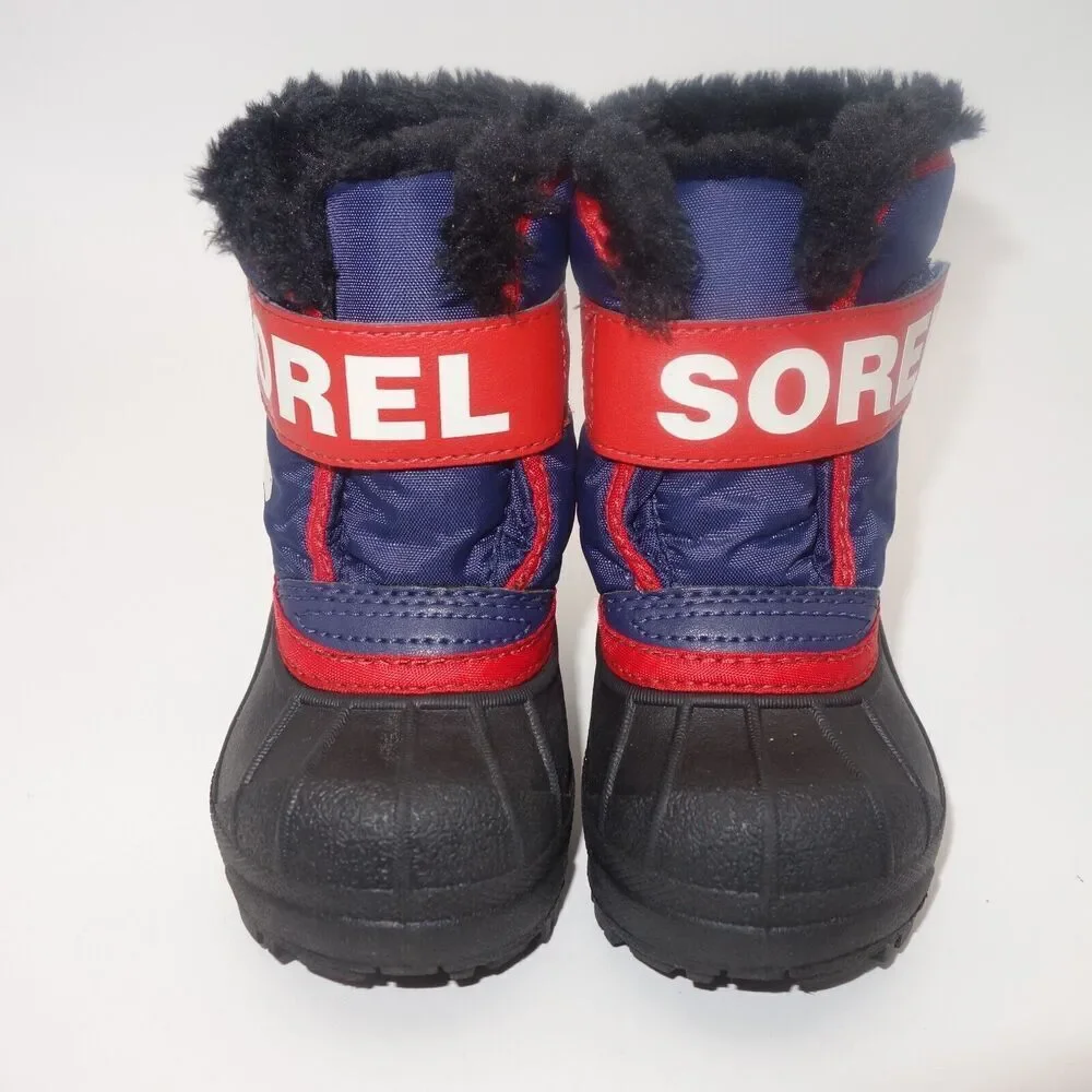 NEW Sorel Snow Commander Winter Boots  Blue Red Kids Toddler Size 4 NO BOX